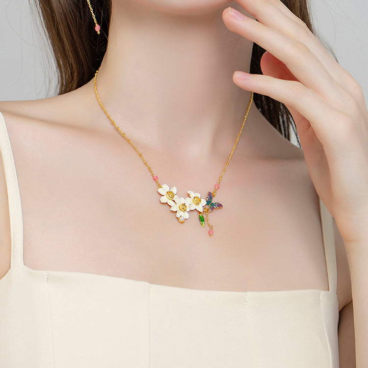 Daffodils & Butterfly Gold Necklace