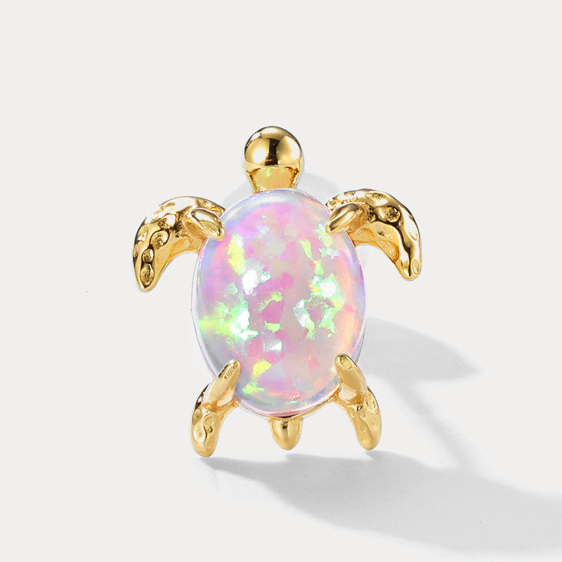 Turtle Colorful Opal Stud Earrings