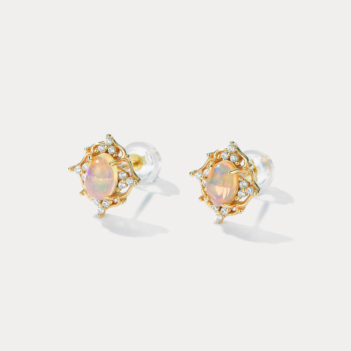 Princess Opal Diamond Earrings