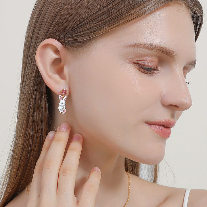 Rabbit Enamel Drop Earrings