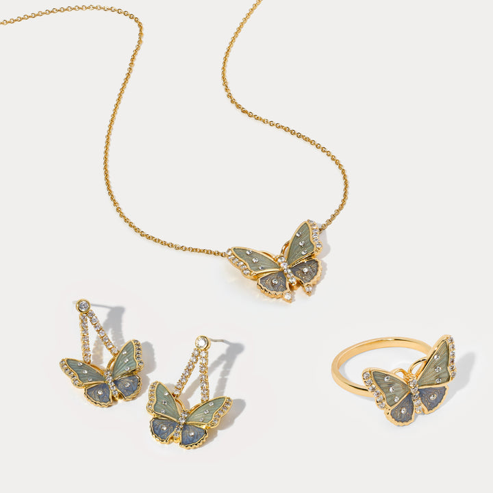butterfly gold jewelry set