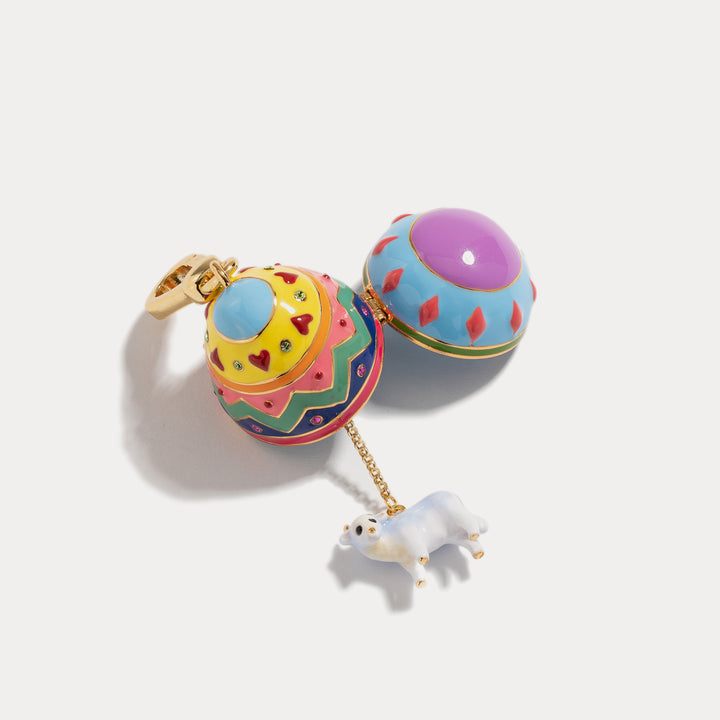 enamel ox zodiac easter egg pendant