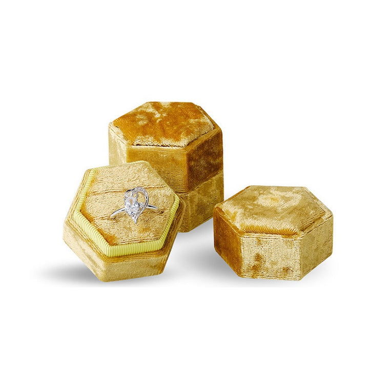 Yellow Fancy Velvet Ring Box