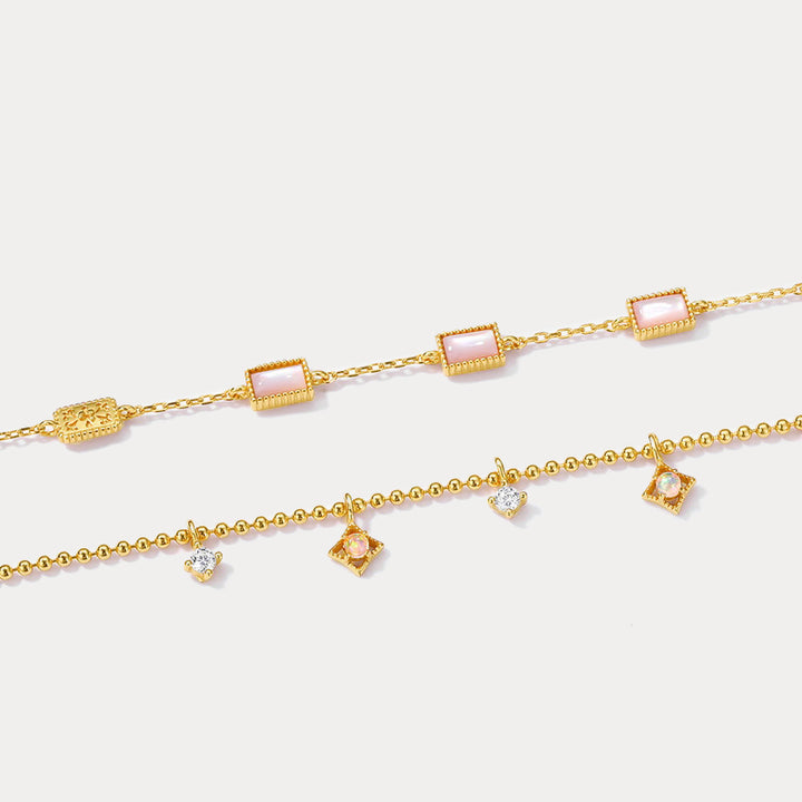Opal Cross Flower Charms Bracelet