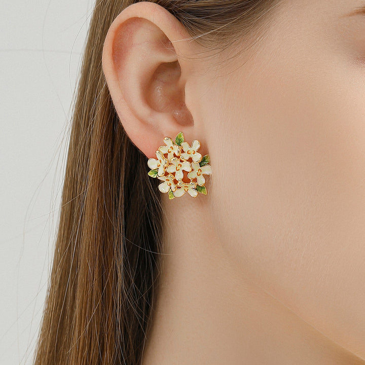 Enamel Osmanthus Fragrans Stud Earrings