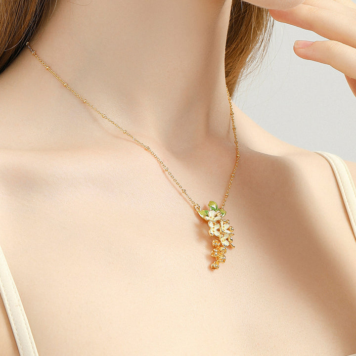 Enamel Osmanthus Fragrans Pendant Necklace