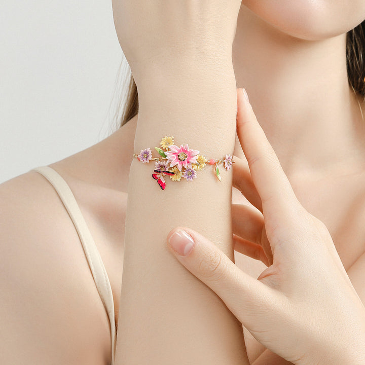 Enamel Butterfly Love Flower Bracelet