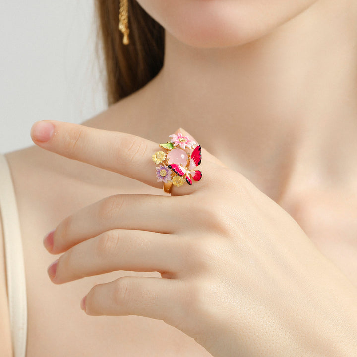 Butterfly Love Flower Leaf Ring