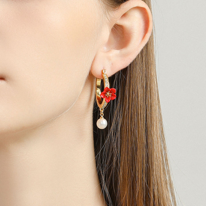 Begonia Garden Flower Hoops Earrings