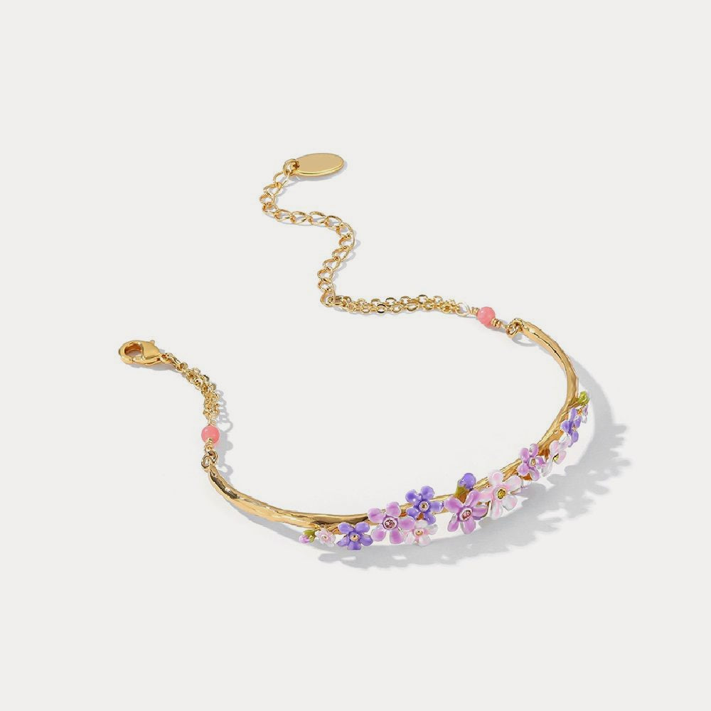 forget me not flowers enamel bracelet