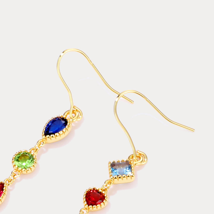 Rainbow Gem Silver Earrings