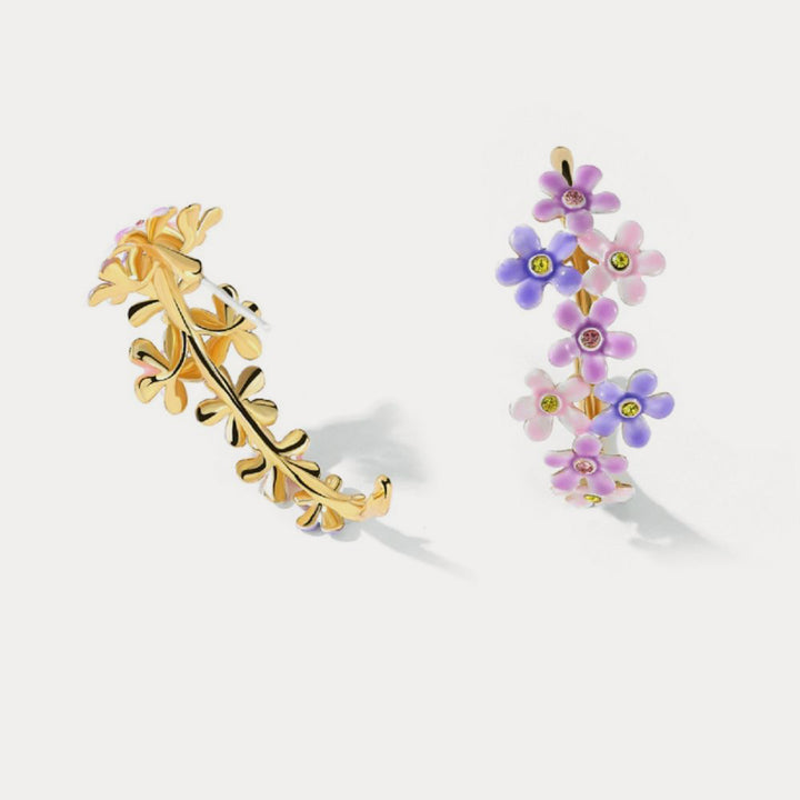forget me not flowers cuff hoop earrings