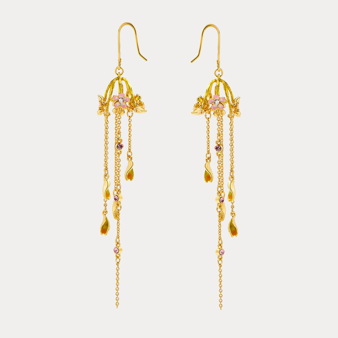 Selenichast flower fringed stud earrings