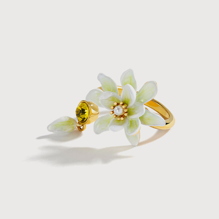 enamel gardenia ring
