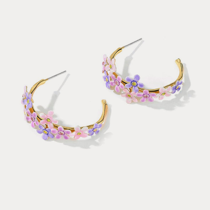 forget me not flowers nature hoop earrings