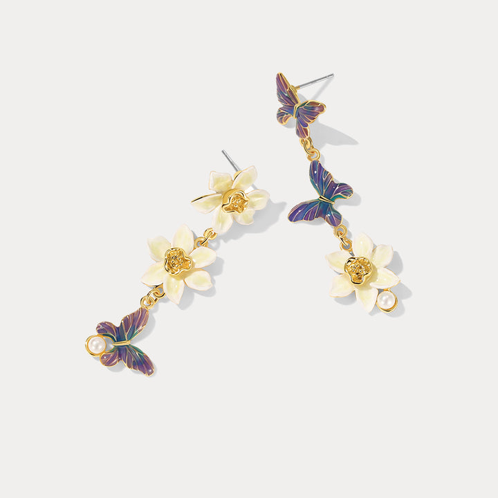 Daffodils & Butterfly Mismatch Earrings