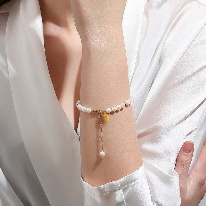 Enamel Mango Pearl Bracelet