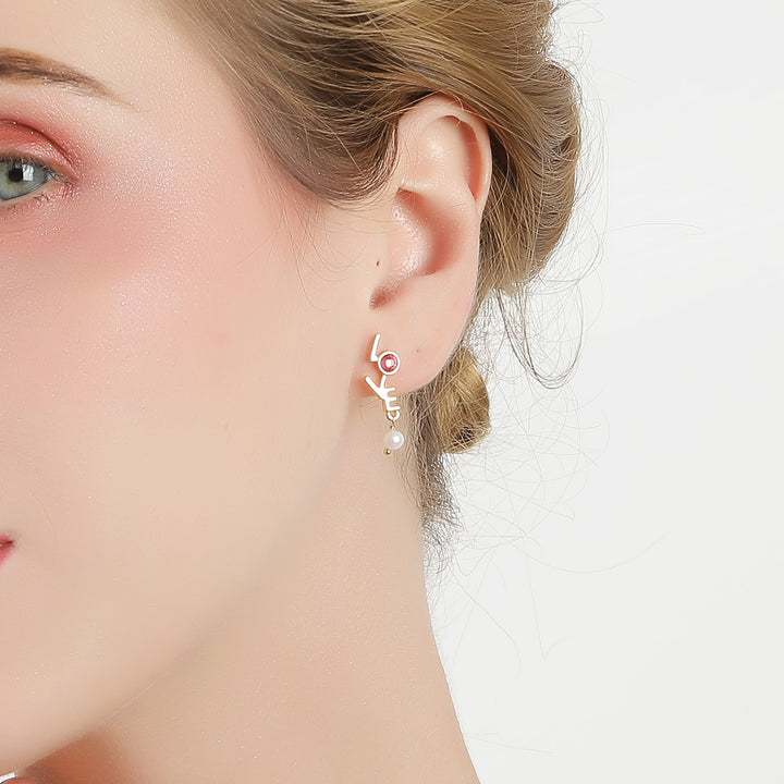 Diamond Heart Love Silver Earrings