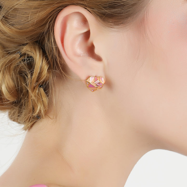 Pink Diamond Heart Earrings