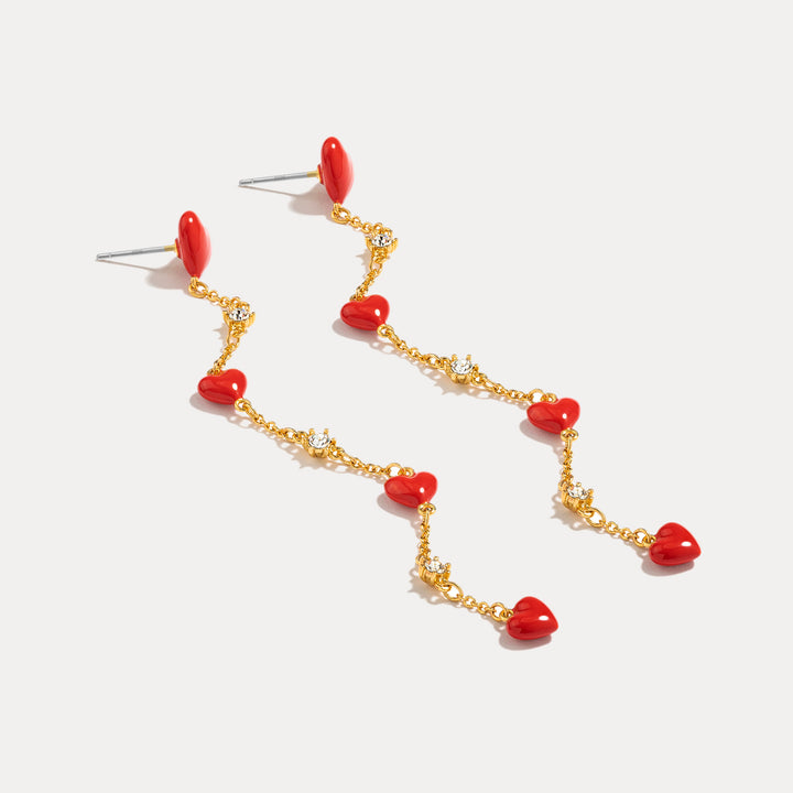 Little Red Heart To Heart Earrings