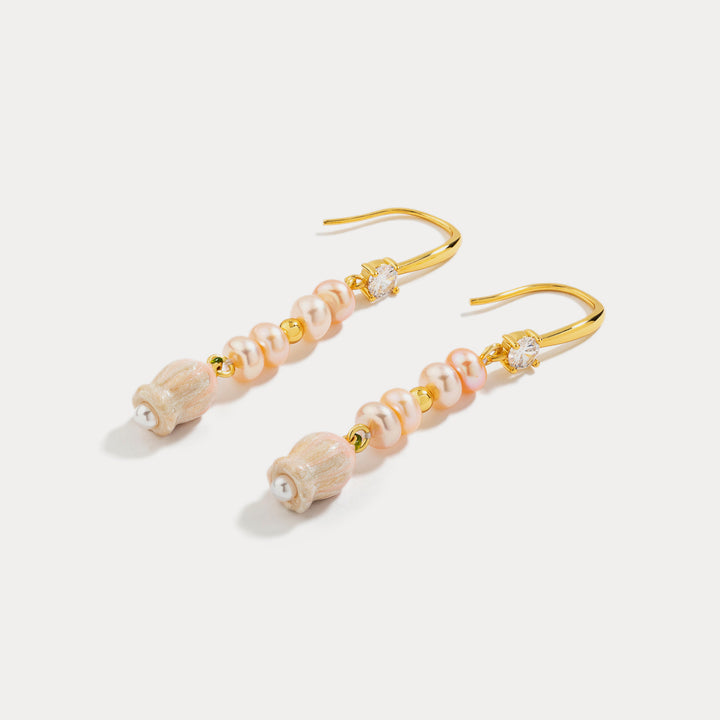 Lily Of The Valley Pearl Diamond Earrings