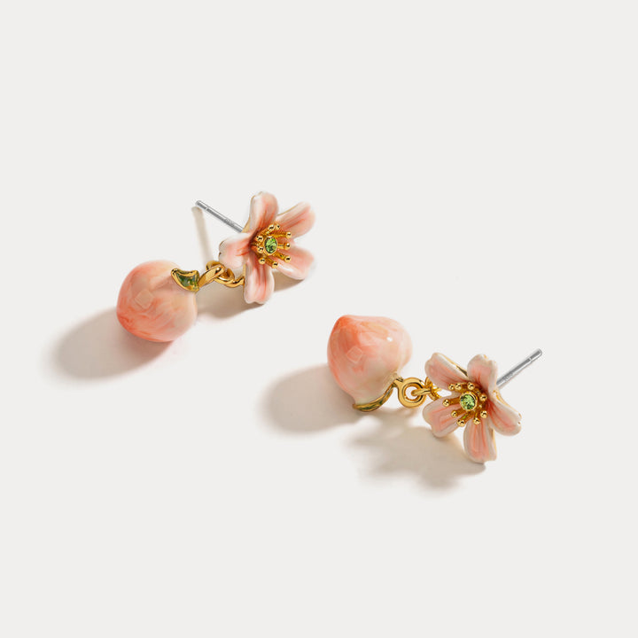 Peach Flower Earrings