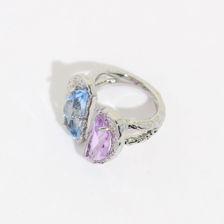 Blue Purple Love Heart Gem Ring