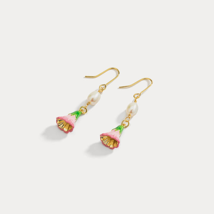 lily of the valley pearl nature earrings