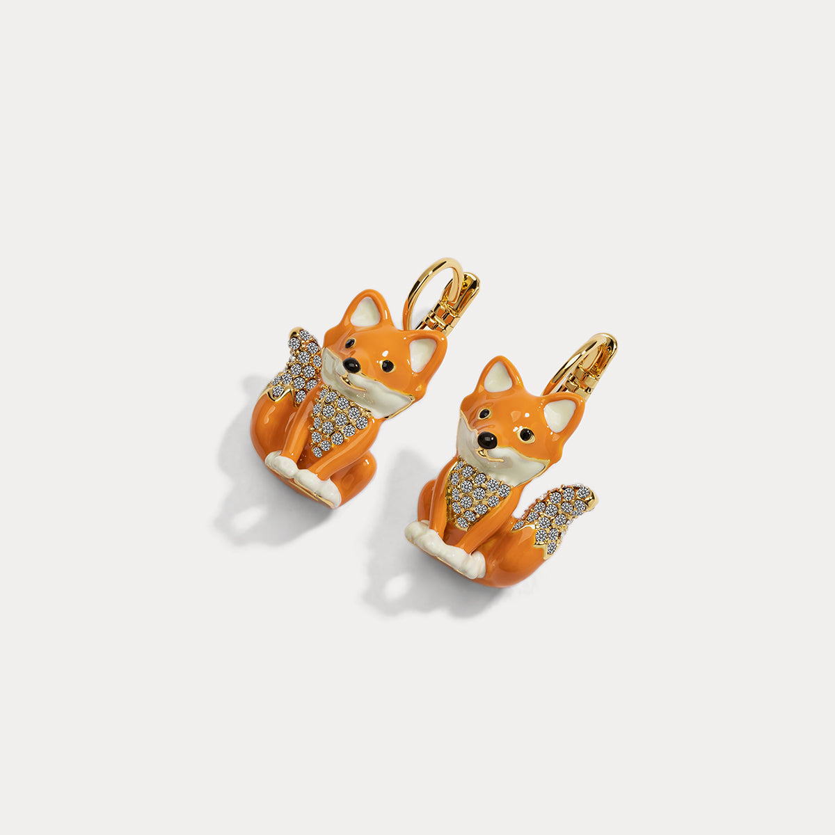 enamel fox earrings