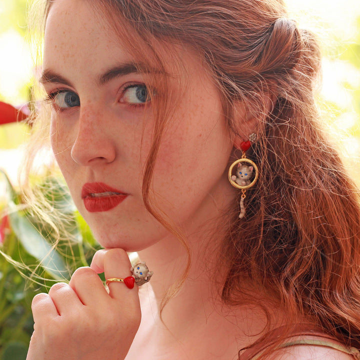 vintage american shorthair cat earrings