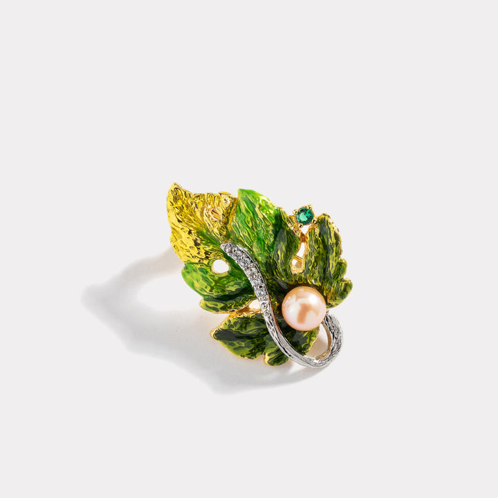 Sycamore Leaf Pearl Brooch