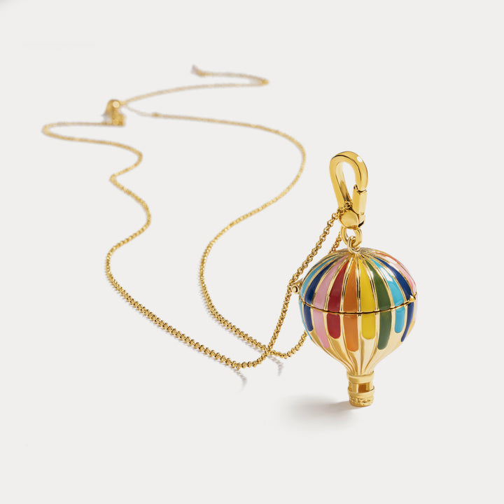 hot air balloon pendant long locket necklace