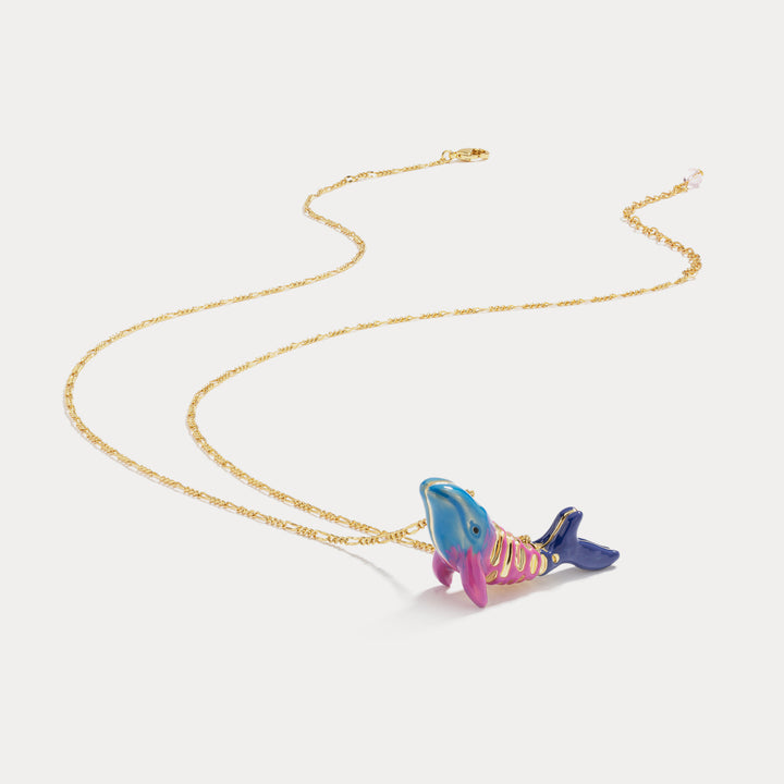enamel whale enamel necklace