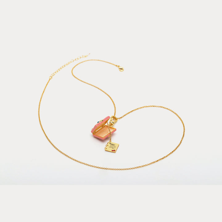 Diary Pendant Long Beads Necklace