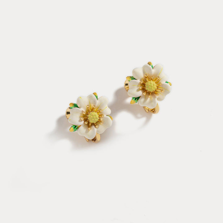 White Strawberry Flower Earrings