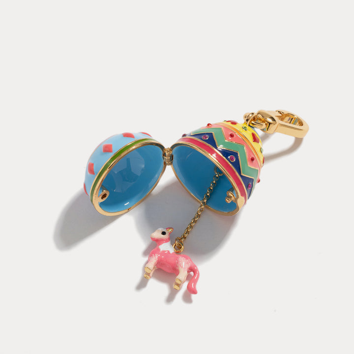 horse zodiac blue easter egg pendant