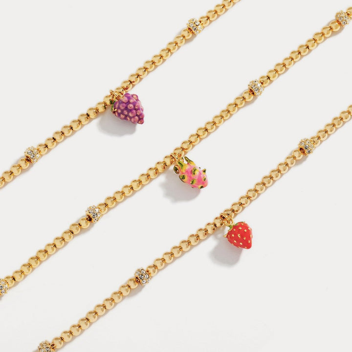 fruit enamel bracelet gold set