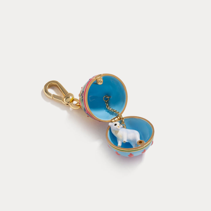 ox zodiac blue easter egg pendant