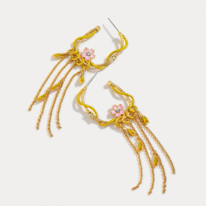 sakura tassel cuff earrings