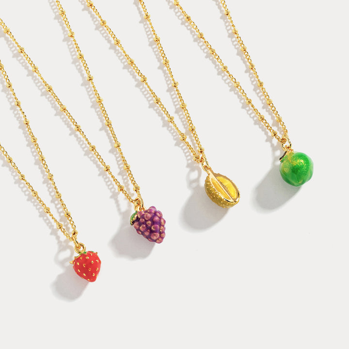 Strawberry Enamel Necklace Set