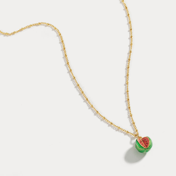 watermelon fruit enamel necklace