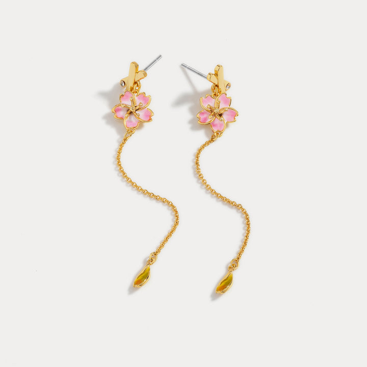 enamel sakura earrings