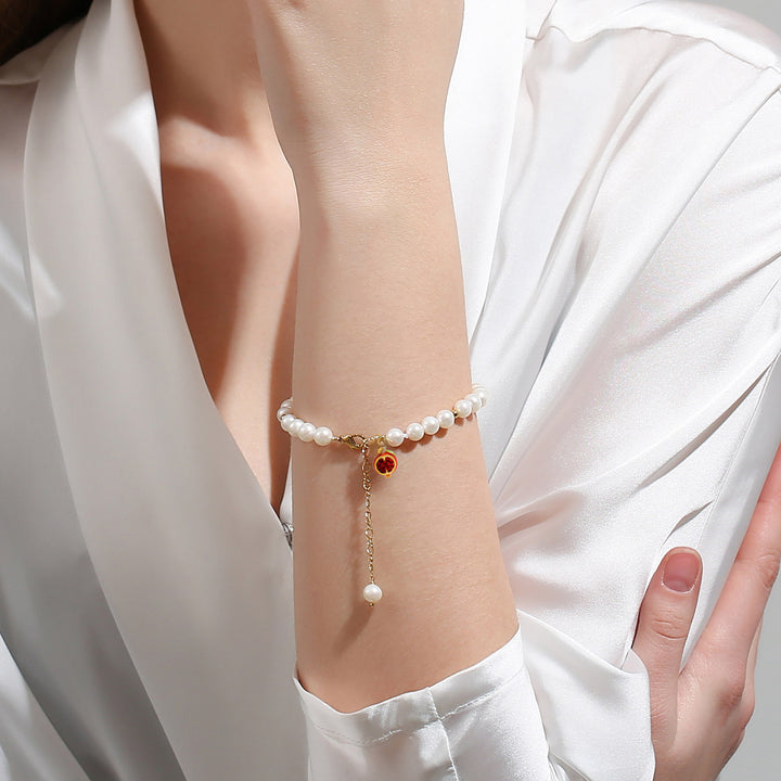 Enamel Pomegranate Pearl Bracelet
