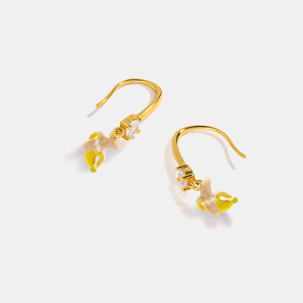 Enamel Banana Earrings