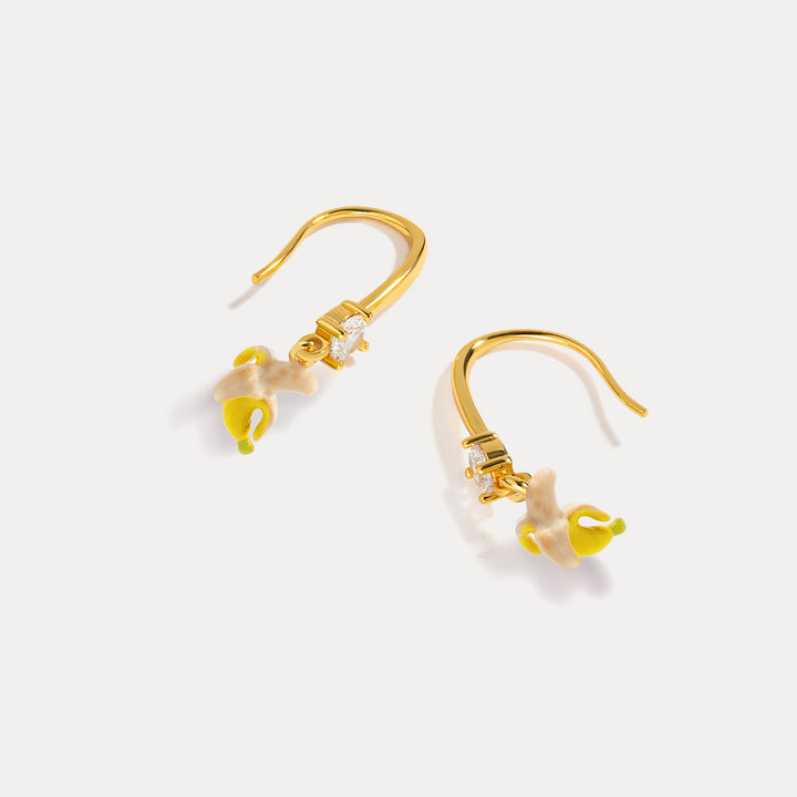 Enamel Banana Earrings