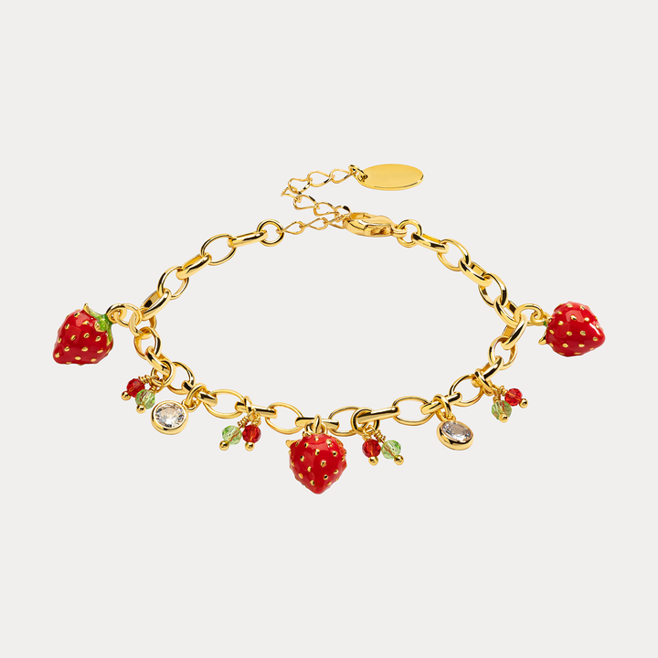 Enamel Strawberry Bracelet