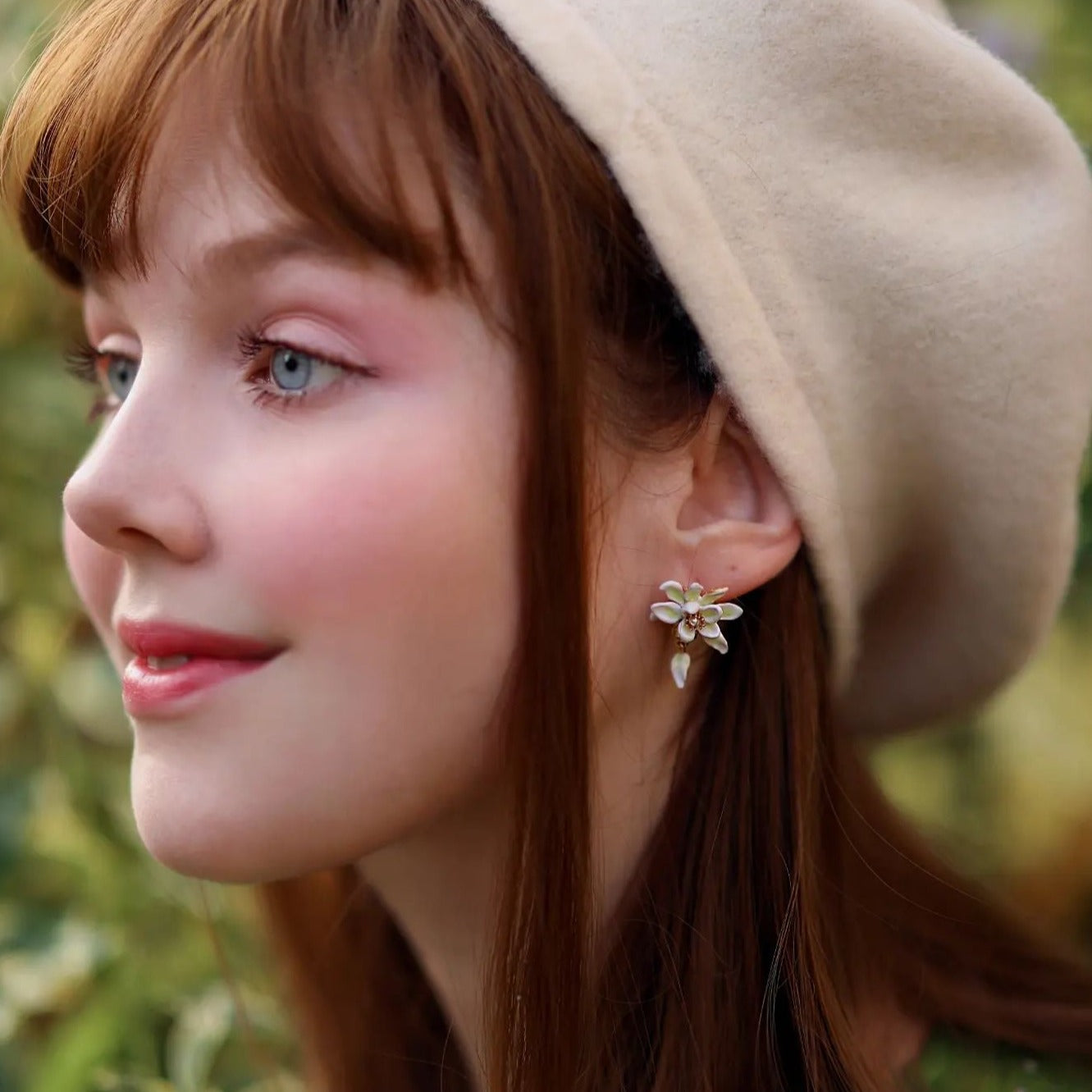 Enamel Gardenia Earrings