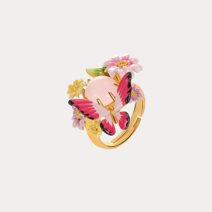 Butterfly Love Flower Adjustable Ring