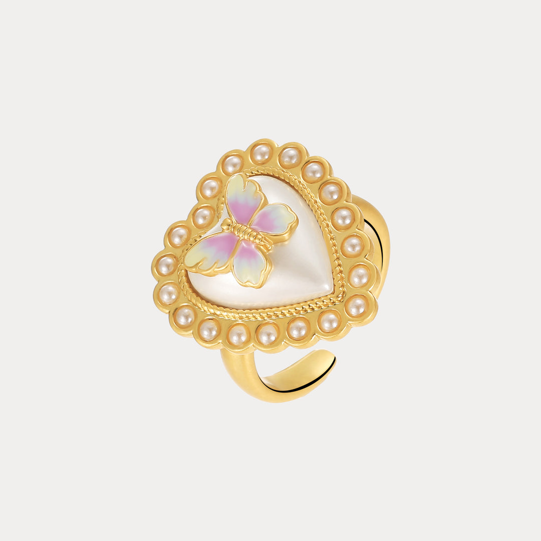 Selenichast Butterfly Heart Ring