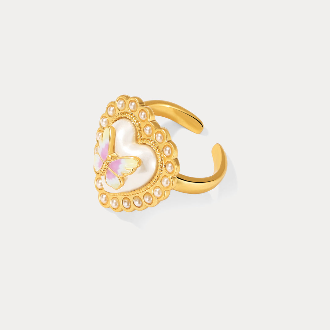 Butterfly Heart Enamel Ring